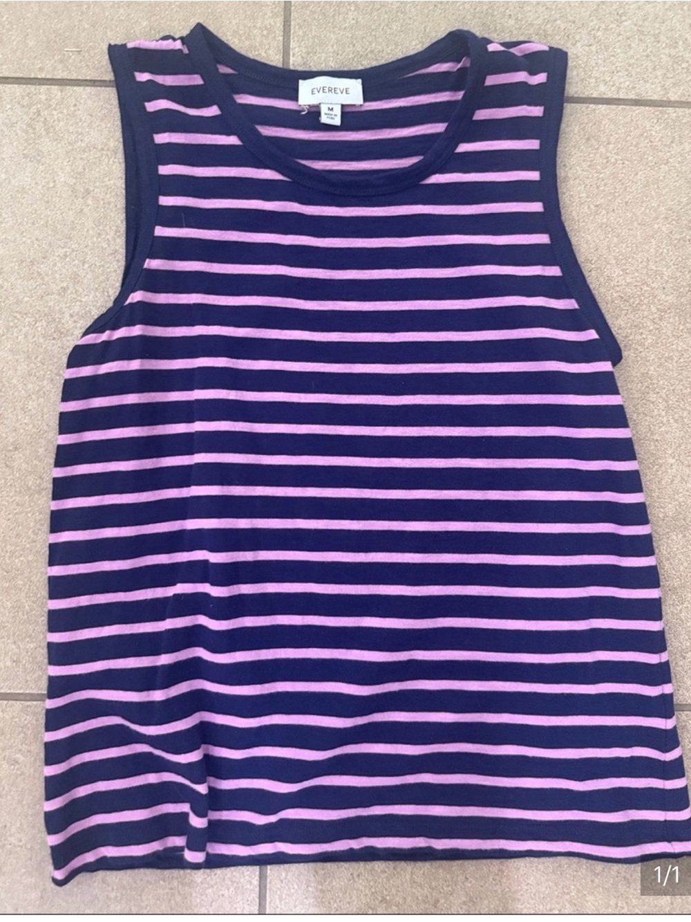 Evereve Navy & Pink Striped Sleeveless Top
